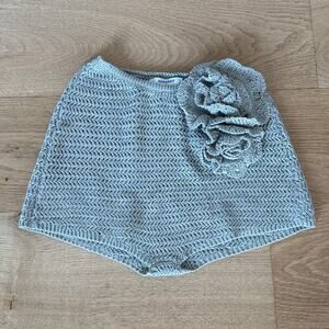 Peppermayo Crochet Mini Shorts Maia Rose Size M in Sage Green